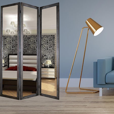 Homeroots Wooden Frame Mirrior Screen 274676